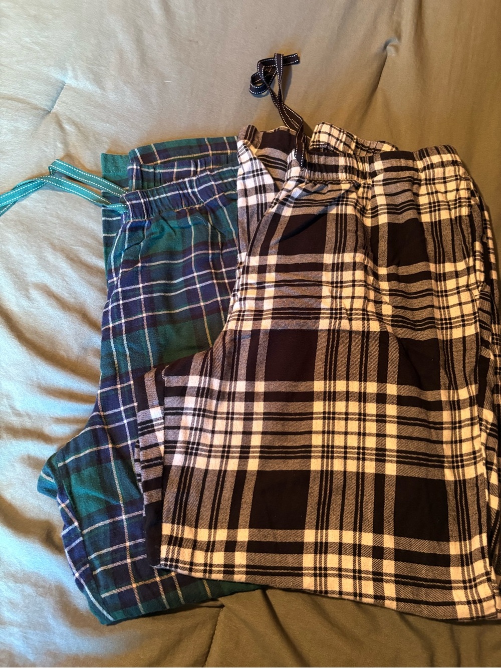 Plaid Flannel Pajama Pants - Black & Green